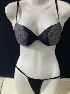 La Senza Body Kiss Grey Marl Lace Push Up Bra 32B